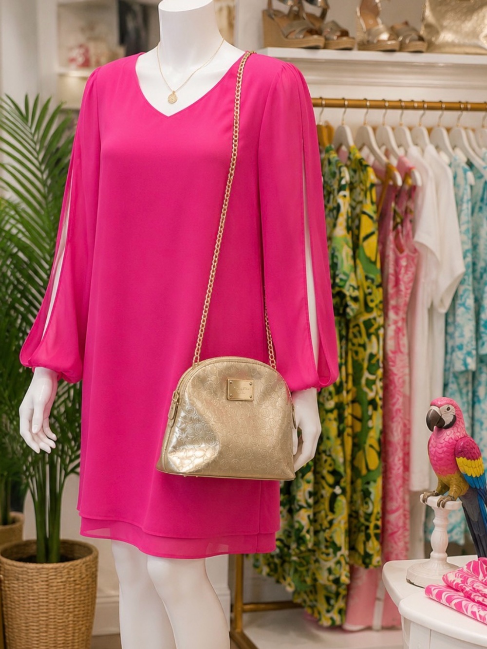 Coming Soon! Vibrant Fuchsia V-Neck Shift Dress